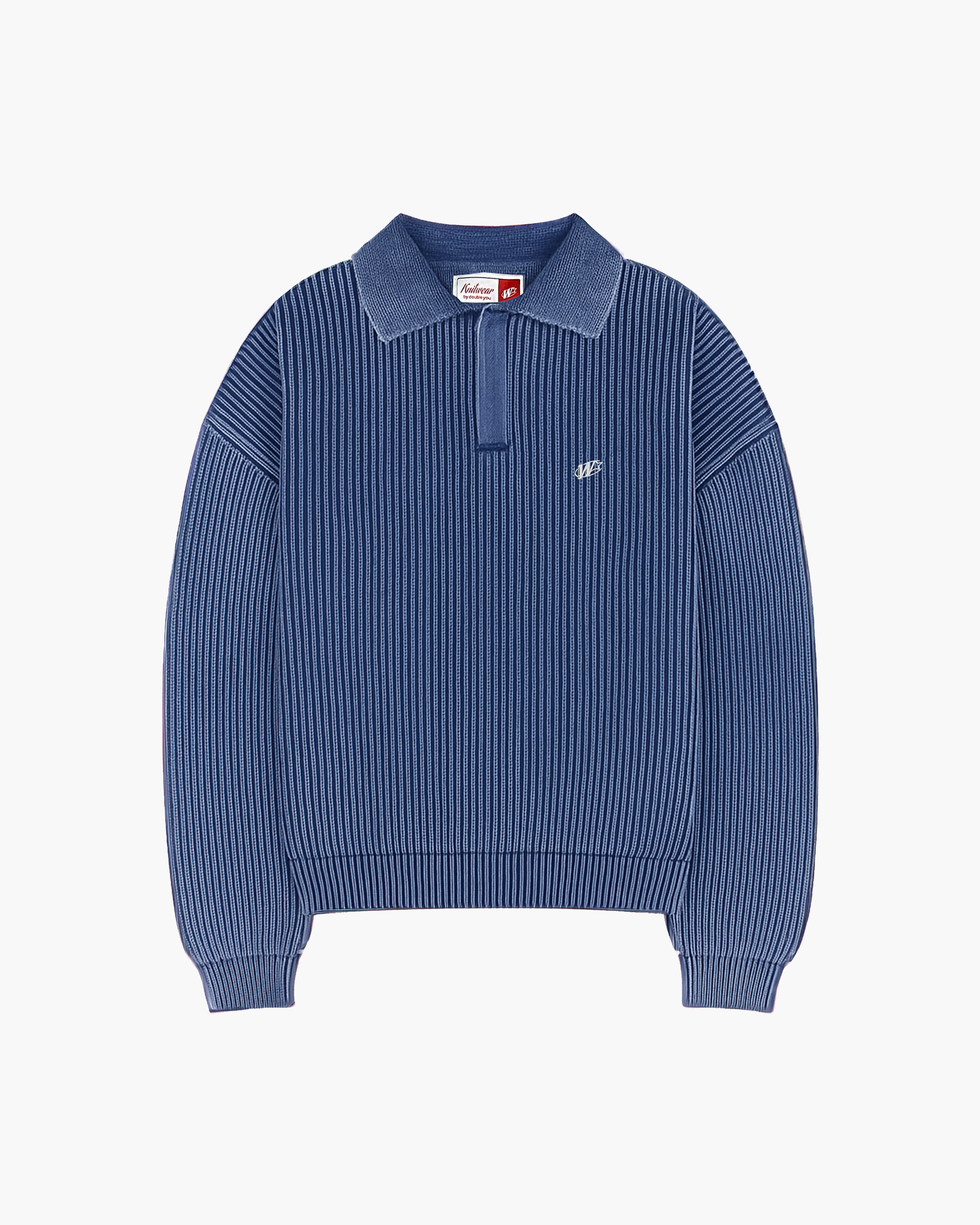 RIBBED POLO KNIT (BLUE)