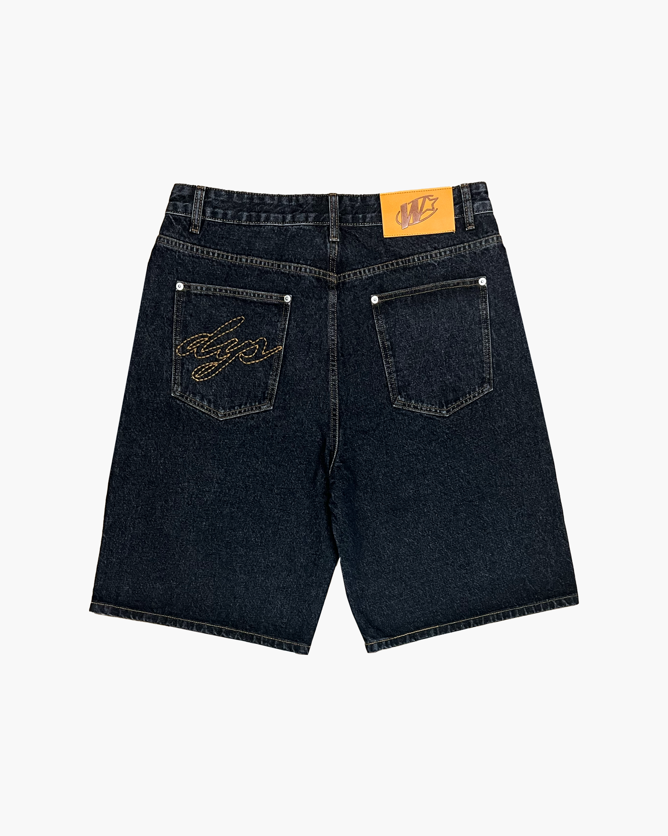 WASHED BLACK DENIM JORTS