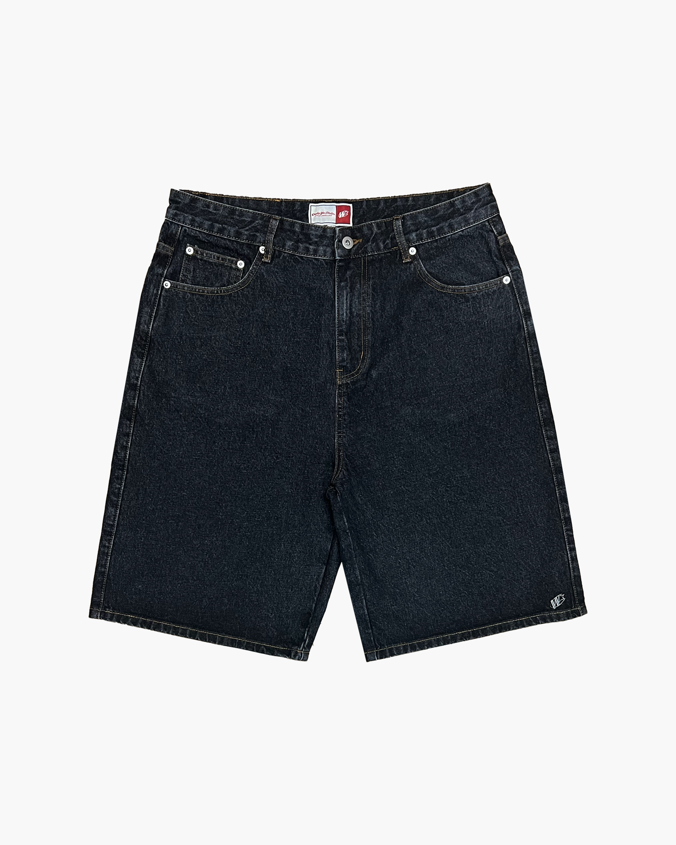 WASHED BLACK DENIM JORTS