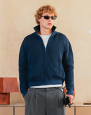 Ribbed Zip Knit (Navy)