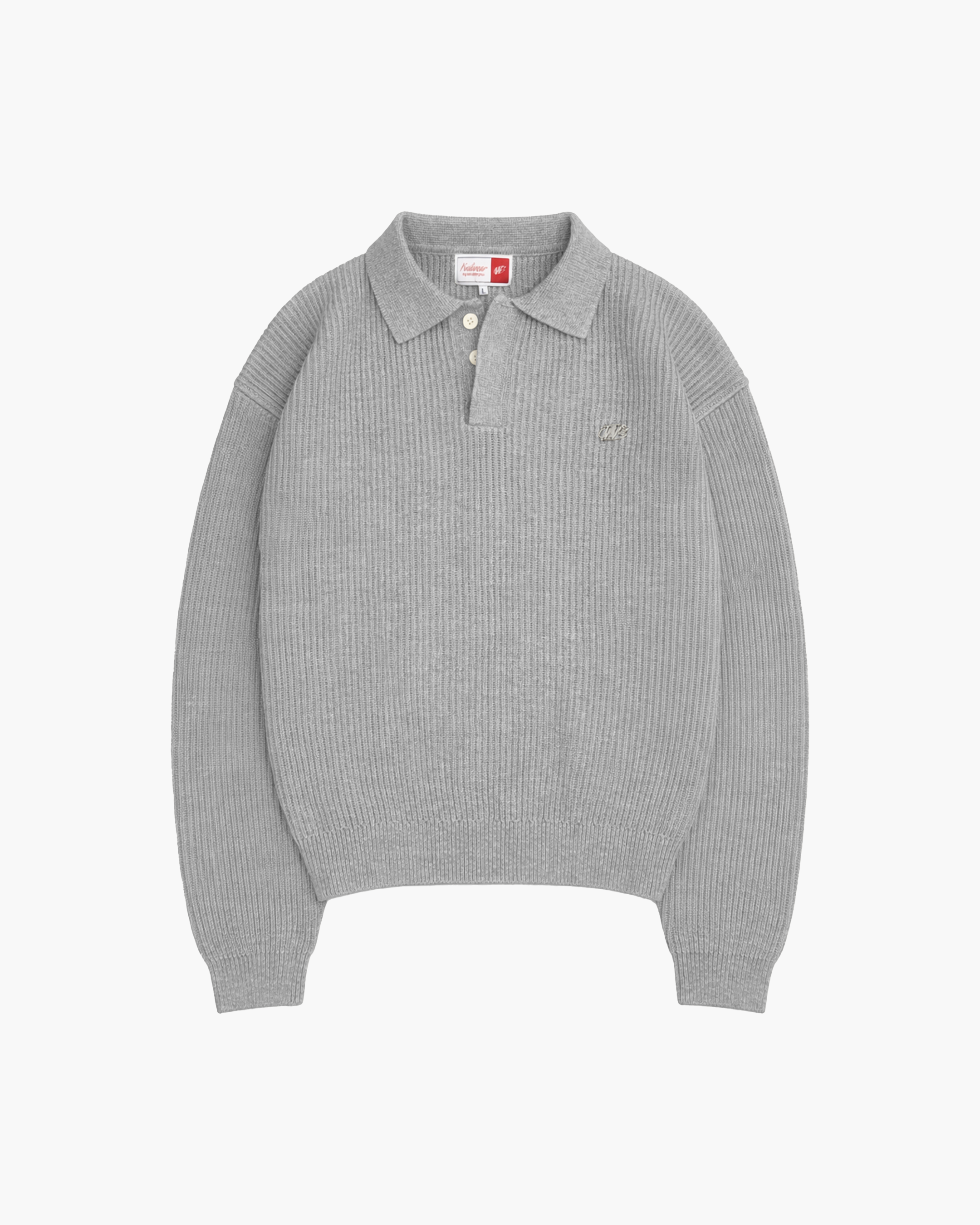 RIBBED POLO KNIT (GREY)