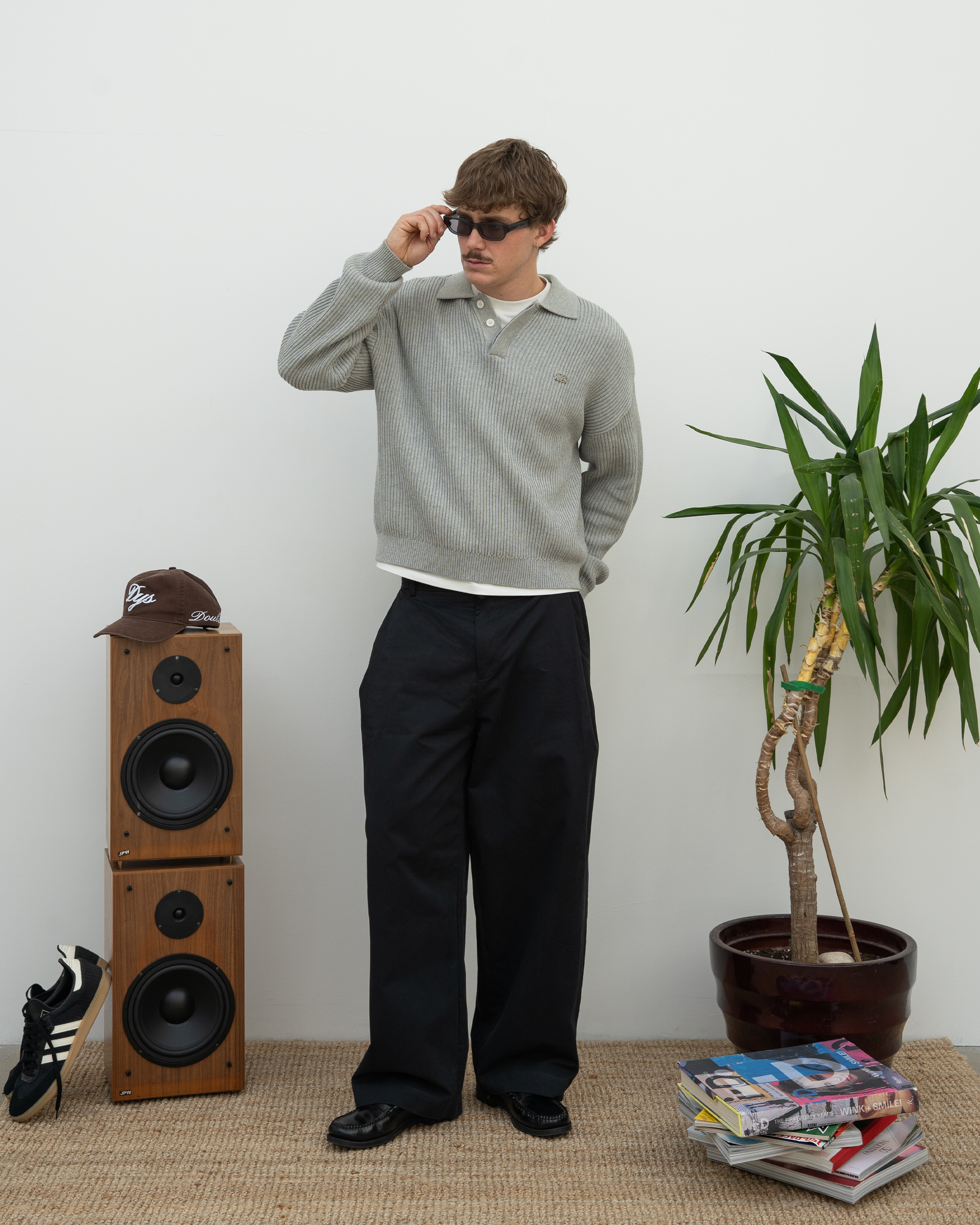 RIBBED POLO KNIT (GREY)