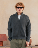 Ribbed Zip Knit (Grey Marl)