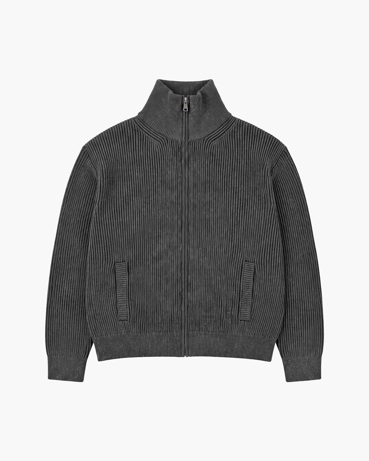 Ribbed Zip Knit (Grey Marl)