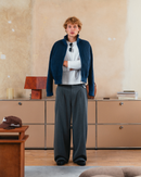 Pinstripe Pleated Trouser (Grey)