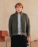 Ribbed Zip Knit (Khaki)