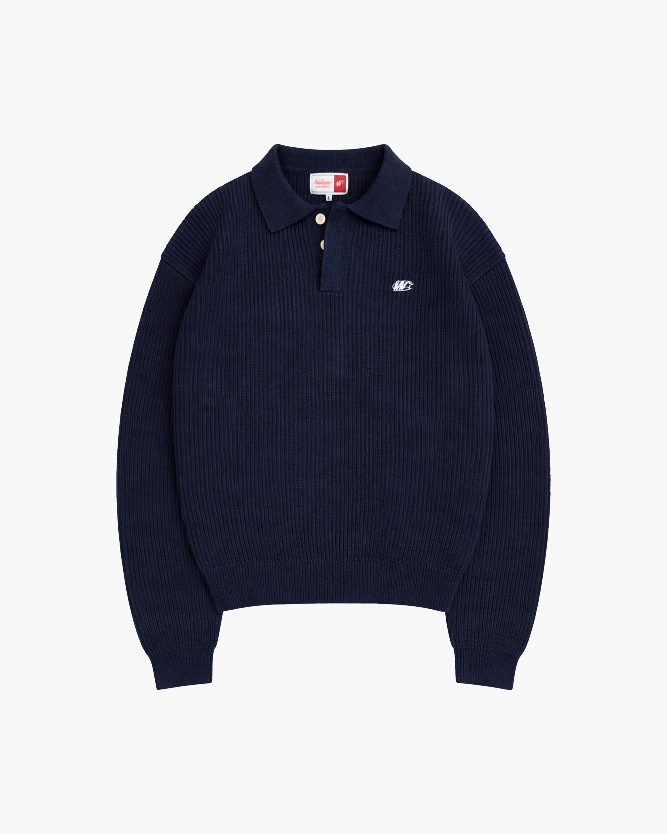 RIBBED POLO KNIT (NAVY)