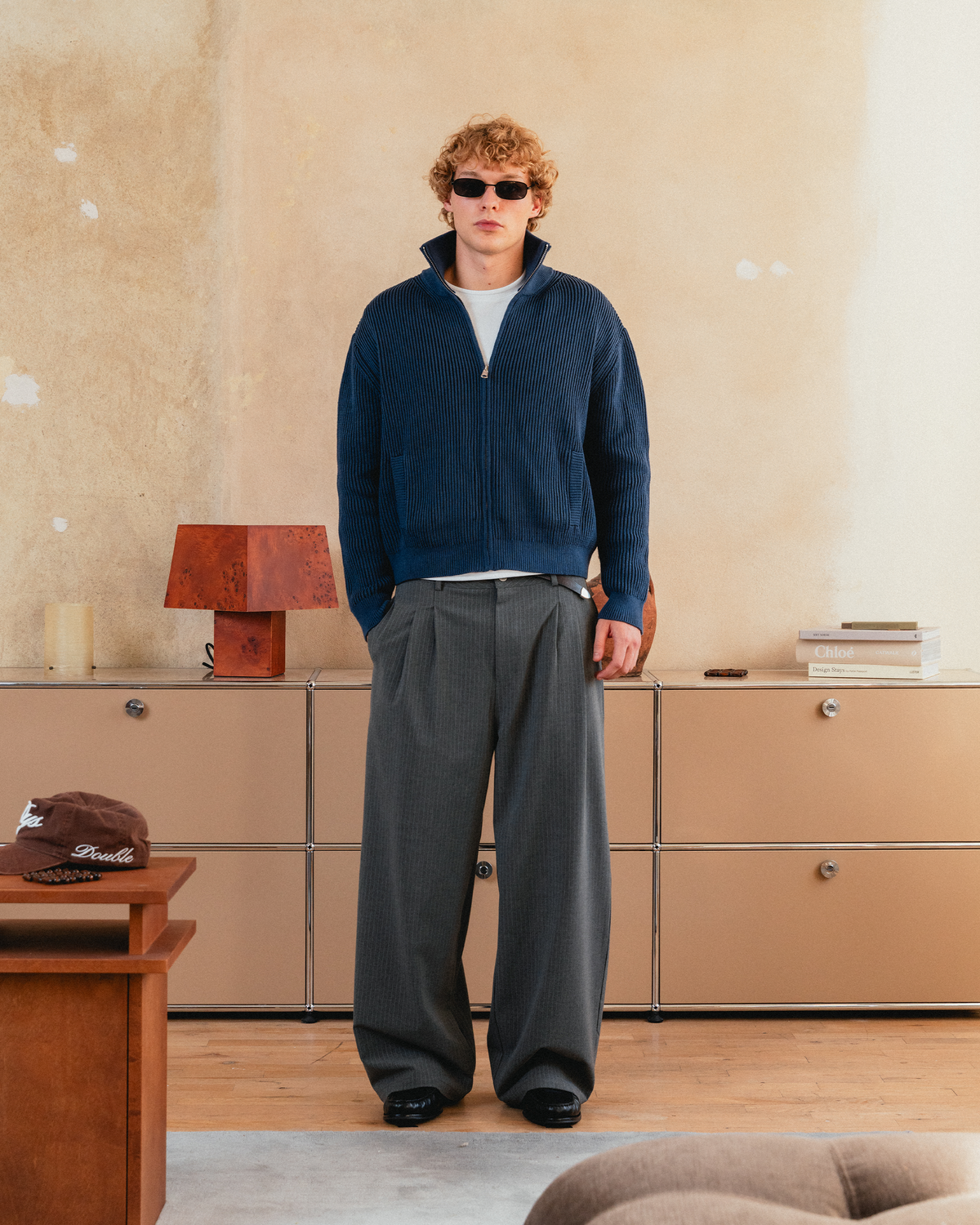 Ribbed Zip Knit (Navy)