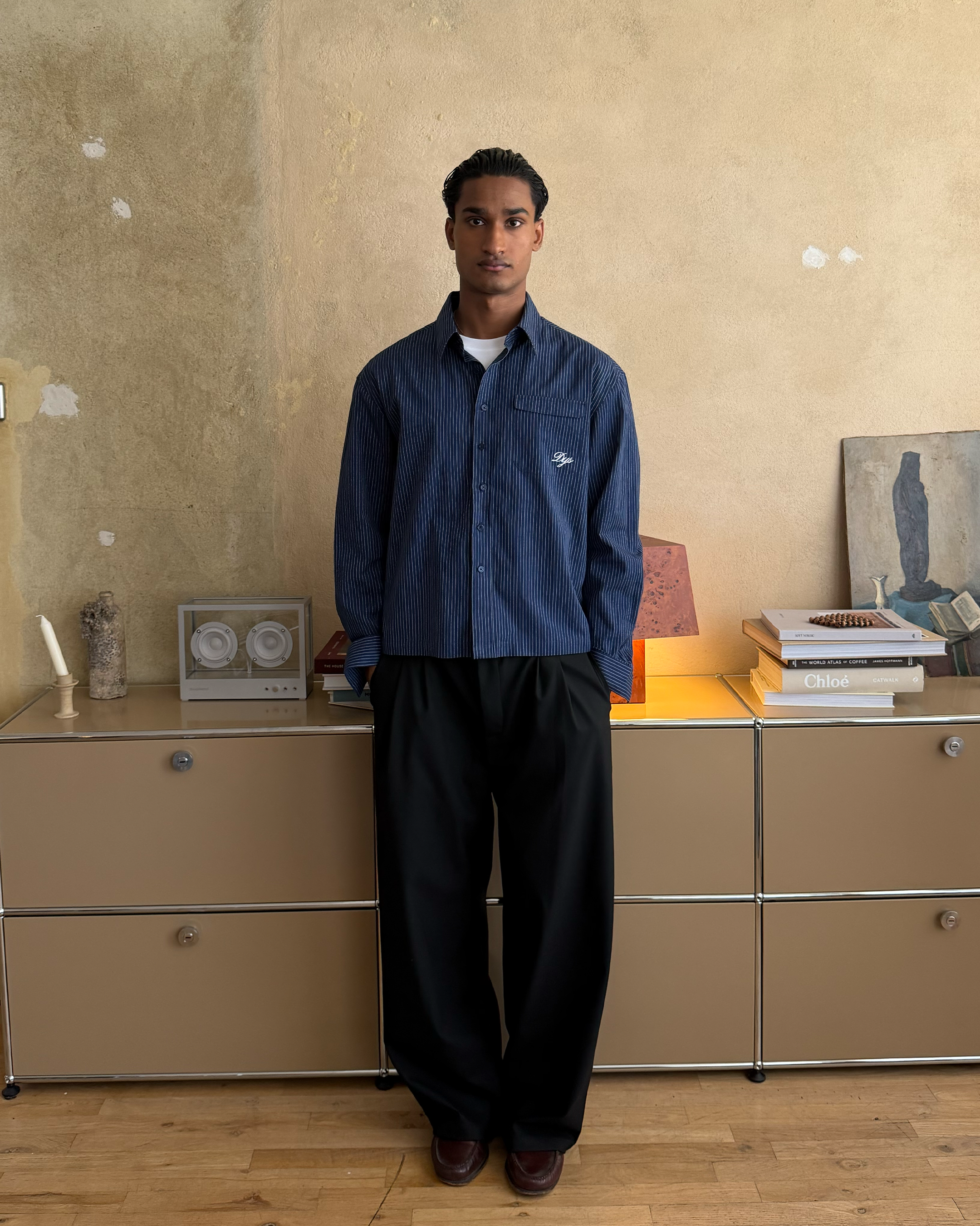 Pinstripe Shirt (Navy)