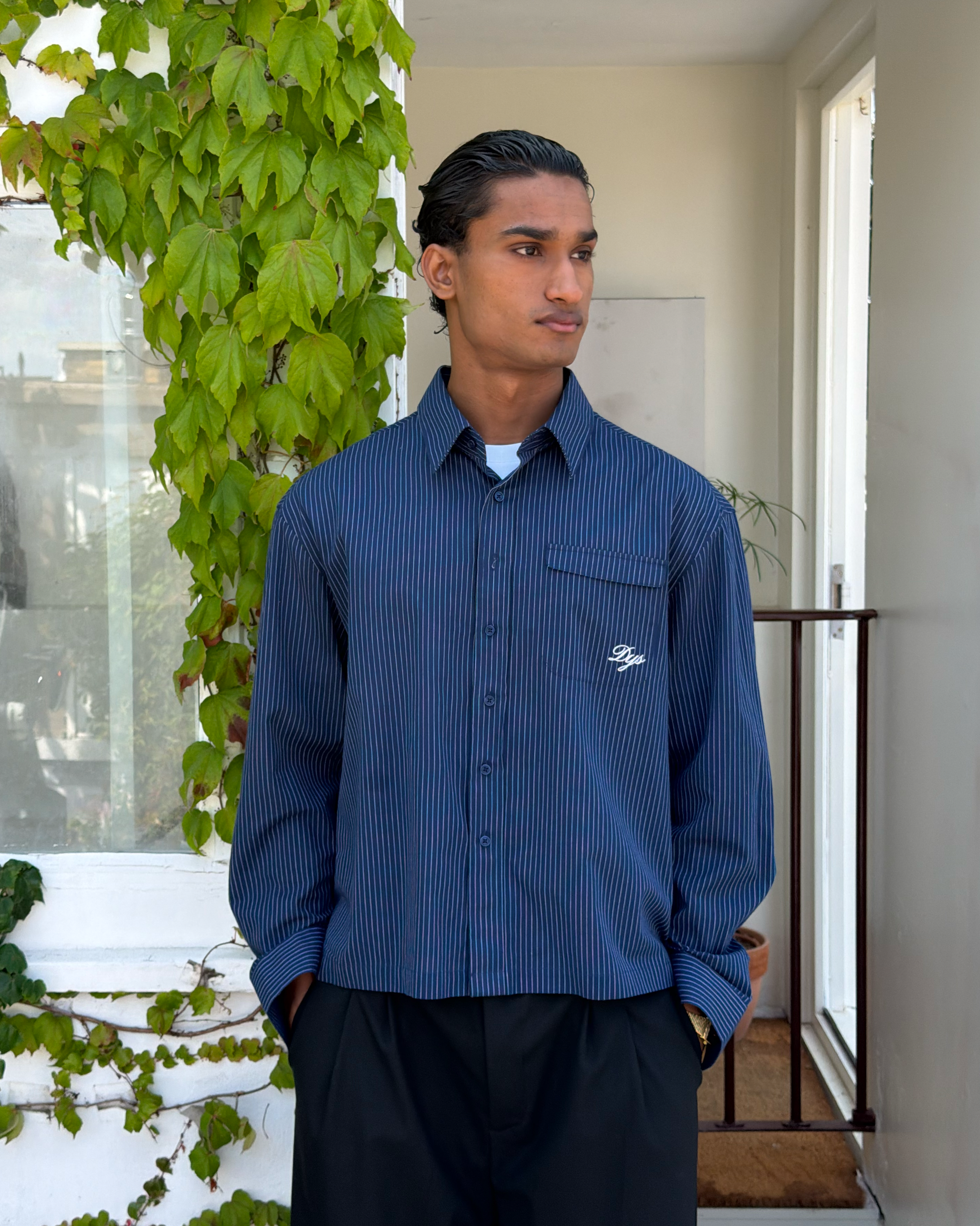 Pinstripe Shirt (Navy)