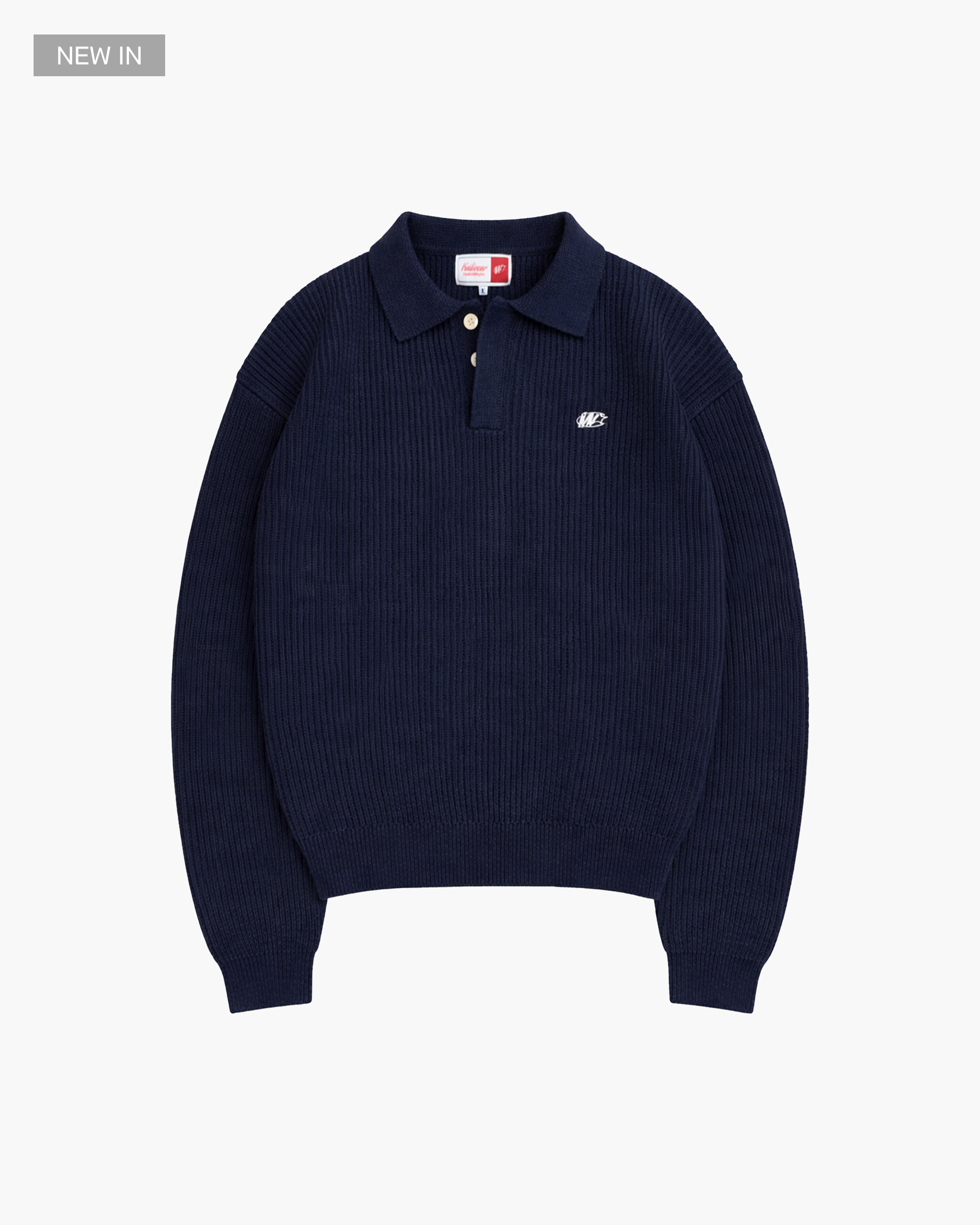 RIBBED POLO KNIT (NAVY)