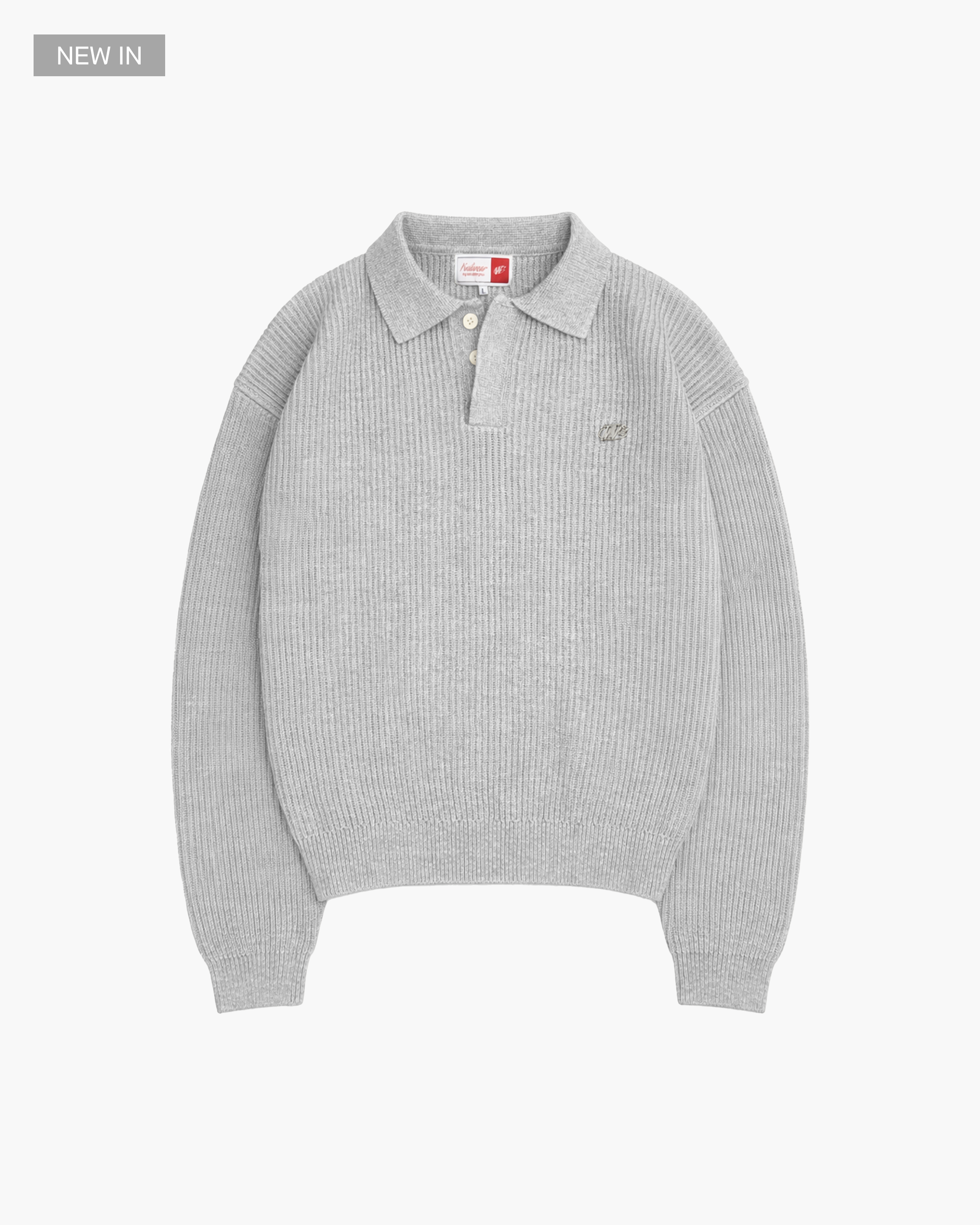 RIBBED POLO KNIT (GREY)
