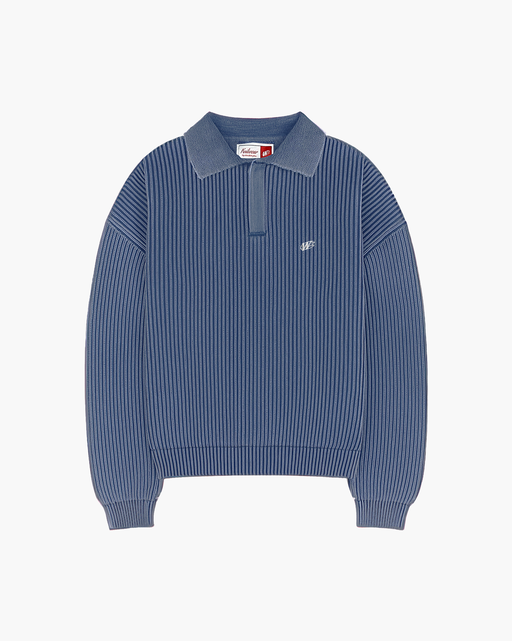 RIBBED POLO KNIT (BLUE)
